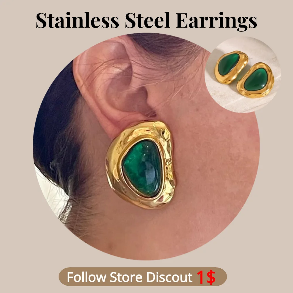 Stainless Steel Roung Earrings Plated 18k Gold Color Non Tarnish Waterproof Trendy Jewelry Earrings For Women Gift