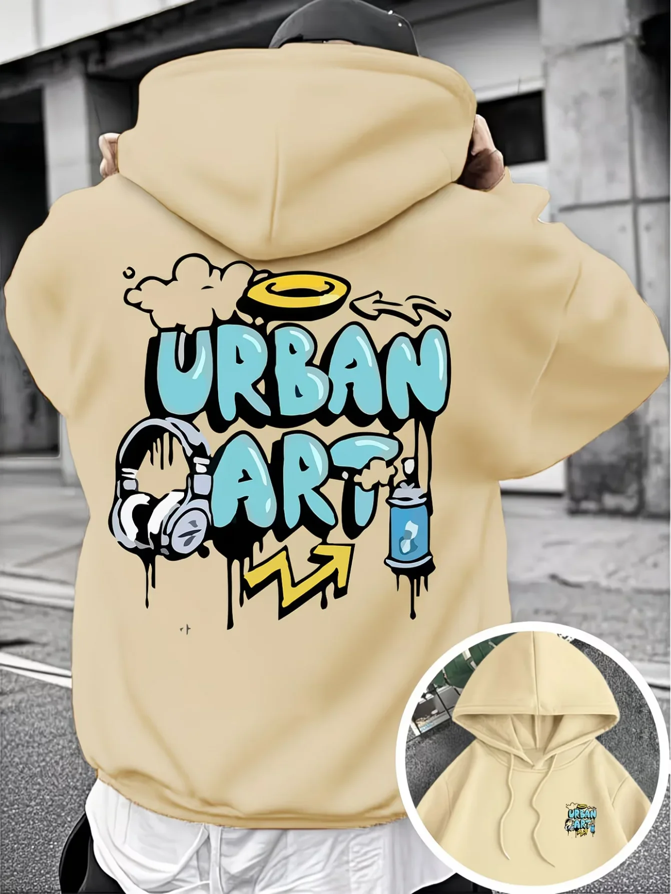Graffiti Urban Art Back Print Hoodie Men Women Unisex Streetwear Loose Versatile Comfortable Pullover Hooded Sweatshirt