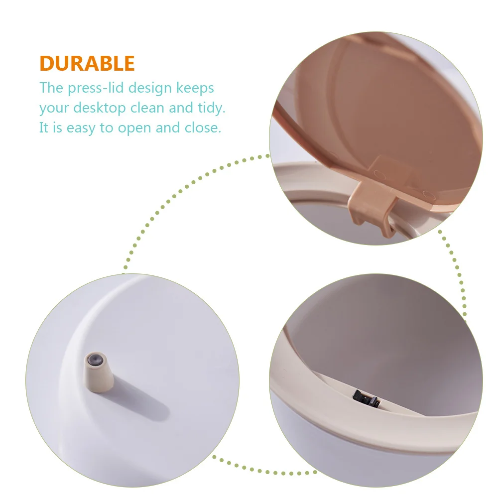 

Small Desk Trash Can Desktop Rubbish Bin Press Lid Trash Bucket for Home Office Countertop Waste Bin Compact and Stylish
