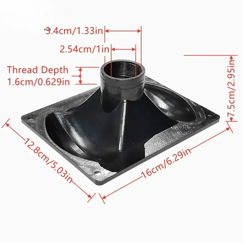 MWSAUDIO Stage Speaker Horn Housing: Plastic Flanged Throat for Bolt-On Compression Driver (160x128x75mm)