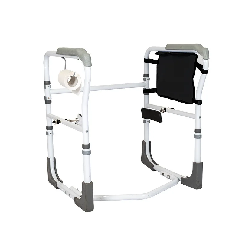 Foldable Height Adjustment Toilet Handrail Frame, Toilet Support for Elderly Toilet Seat Handrail with 350lbs Weight Capacity