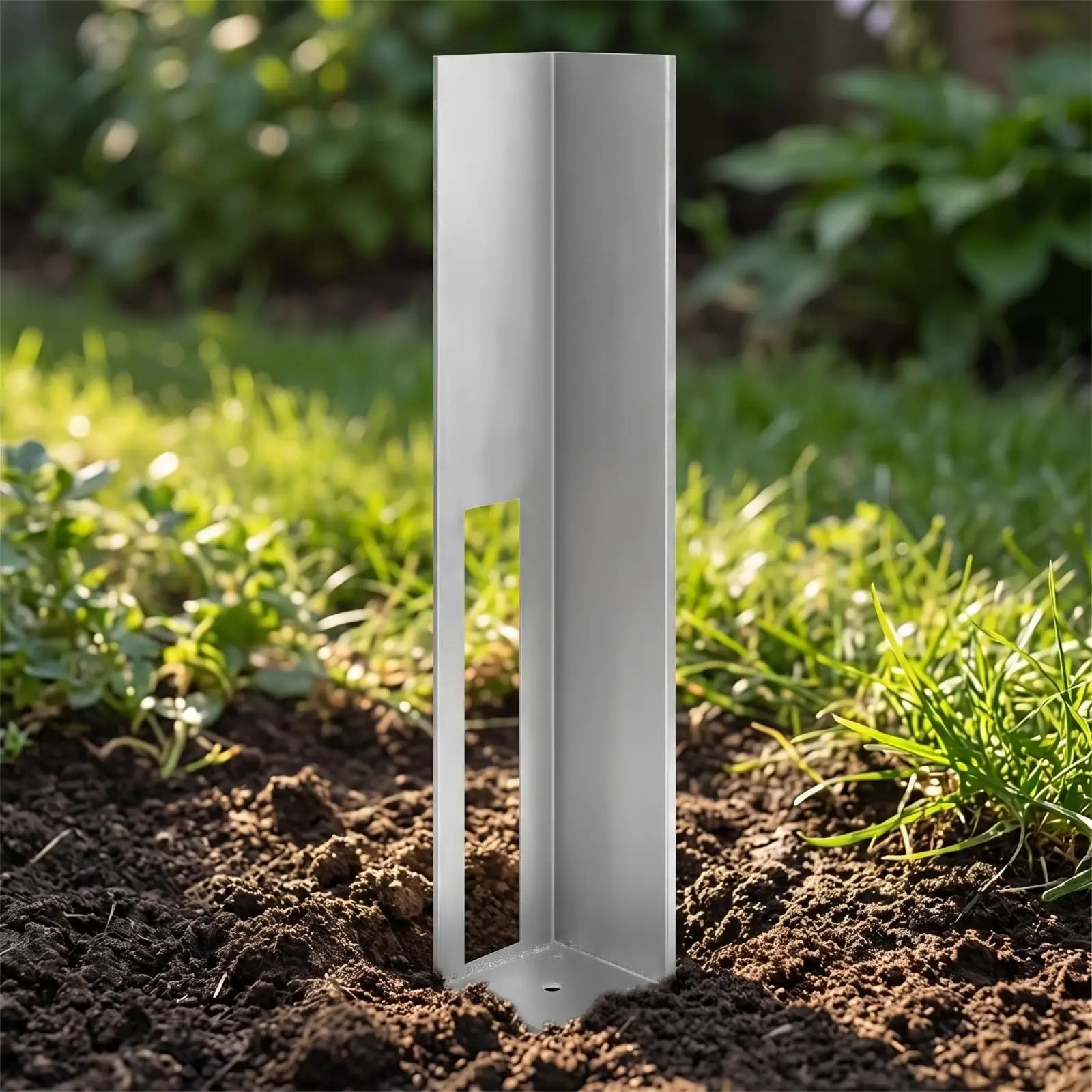2 Pieces Fence Post Installation Sleeve | Heavy-Duty Carbon Steel, Silver Metallic Finish, Fence Post Mounting mount, for