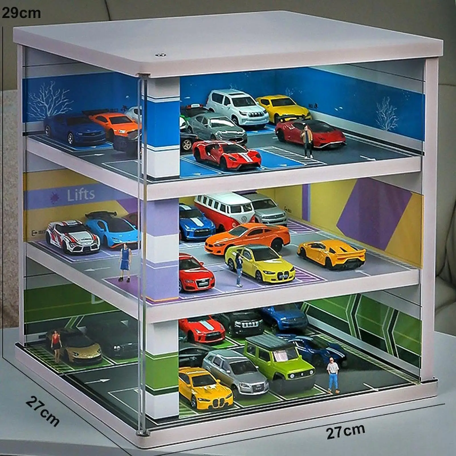 Mini figurines d'action de voiture Diorama, parking, moulé sous pression, affichage, 1:64