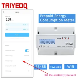 Tuya contatore elettrico trifase pagamento anticipato telecomando consumo energetico bidirezionale Kwh Meter RS485 MODBUS