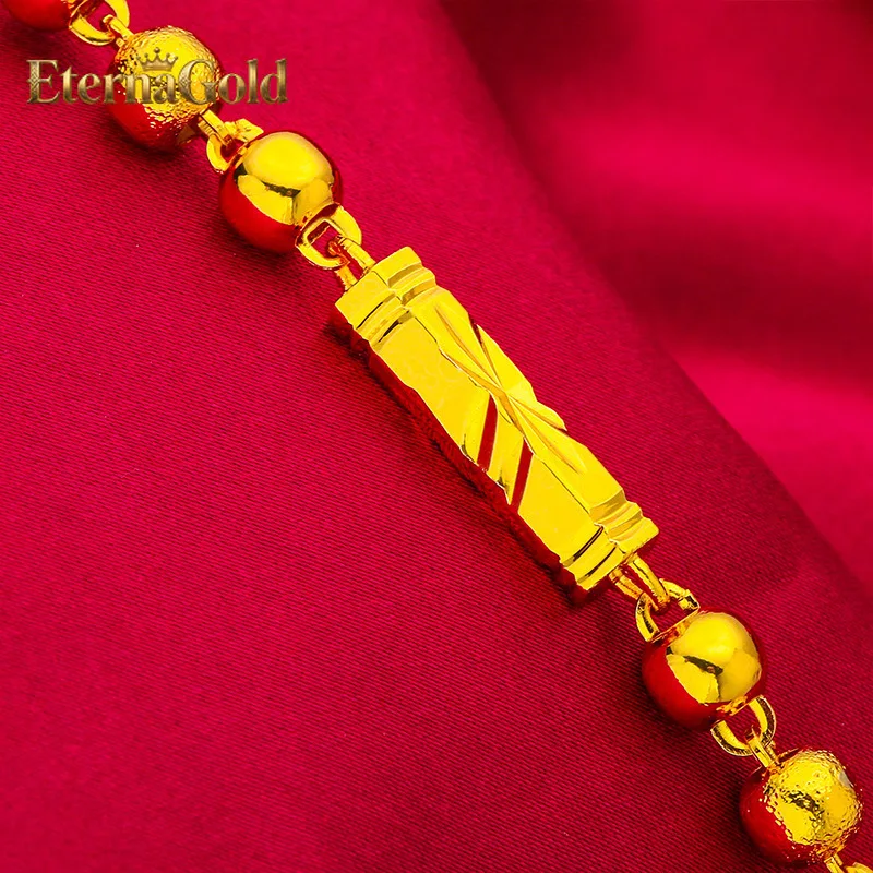 

EternaGold Hexagon Bead Bracelet for Women, 24K Gold, AU999 | Polished hexagon & round beads on elastic cord, modern geometric