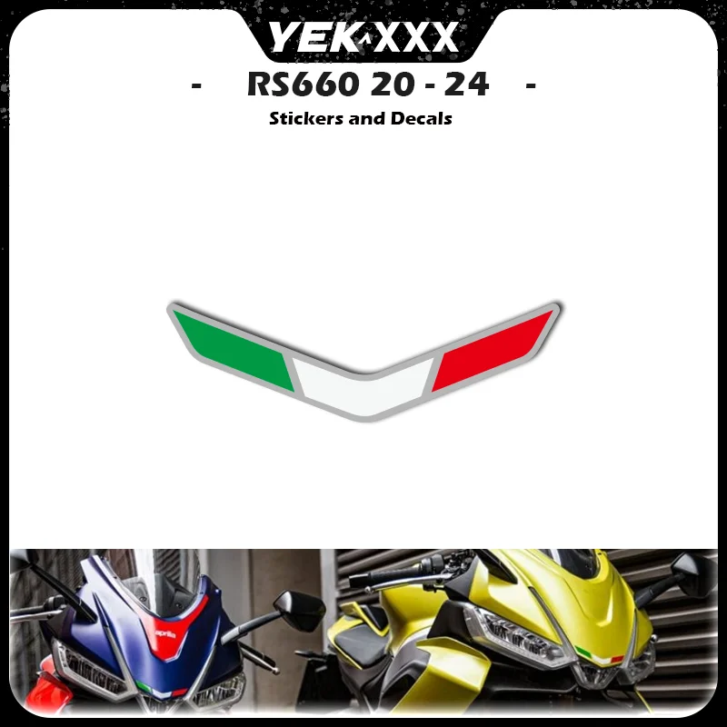 

For Aprilia RS660 RS 2021-2024 Motorcycle Front Fairing Shell Sticker Decal - Italian Tricolor Design Head Decoration