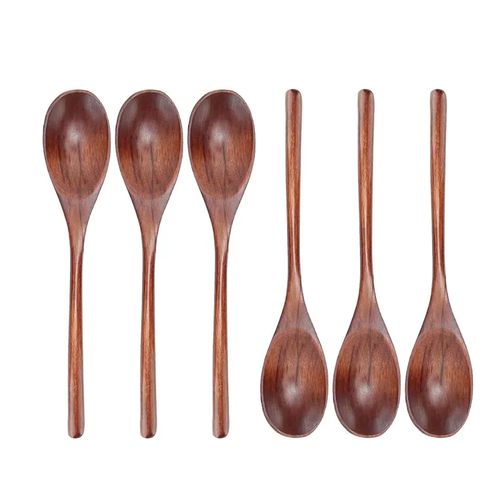 4/6/8/10Pcs Wooden Soup Spoon Tableware Natural Ellipse Ladle Spoon Set Eco Friendly 22.5cm Spoons for Mixing Stirring Cooking