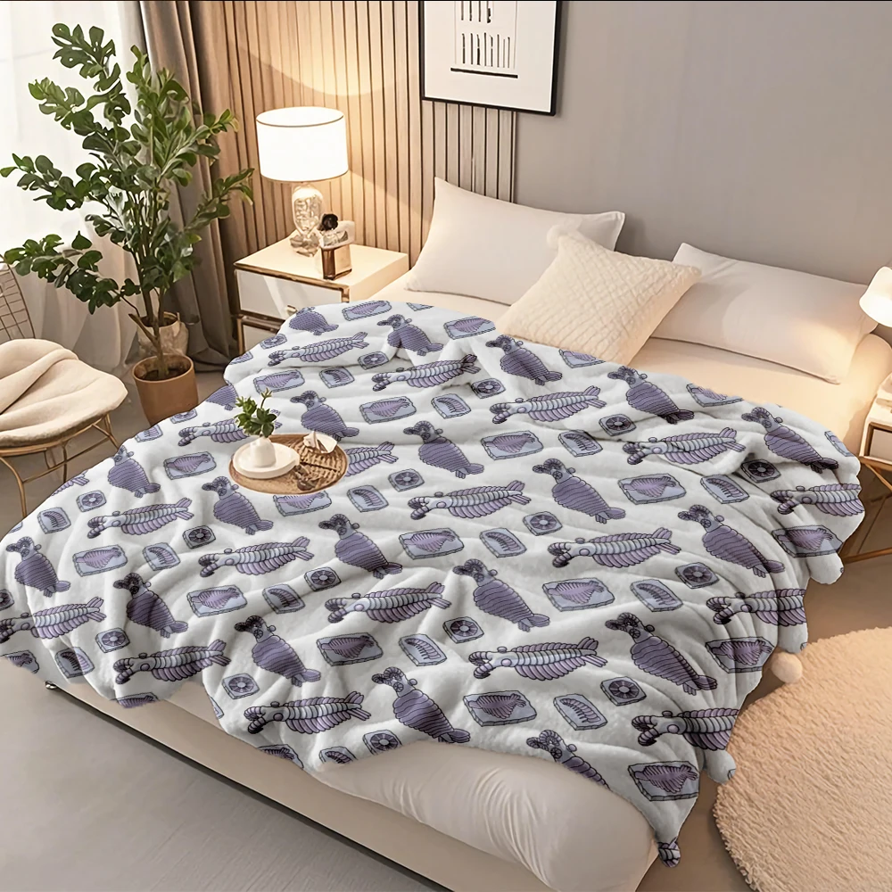 

Flannel Blanket Anomalocaris Animal And Fossils With No-shedding Moisture-wicking Vintage Floral Pattern Luxury Throw Quilted