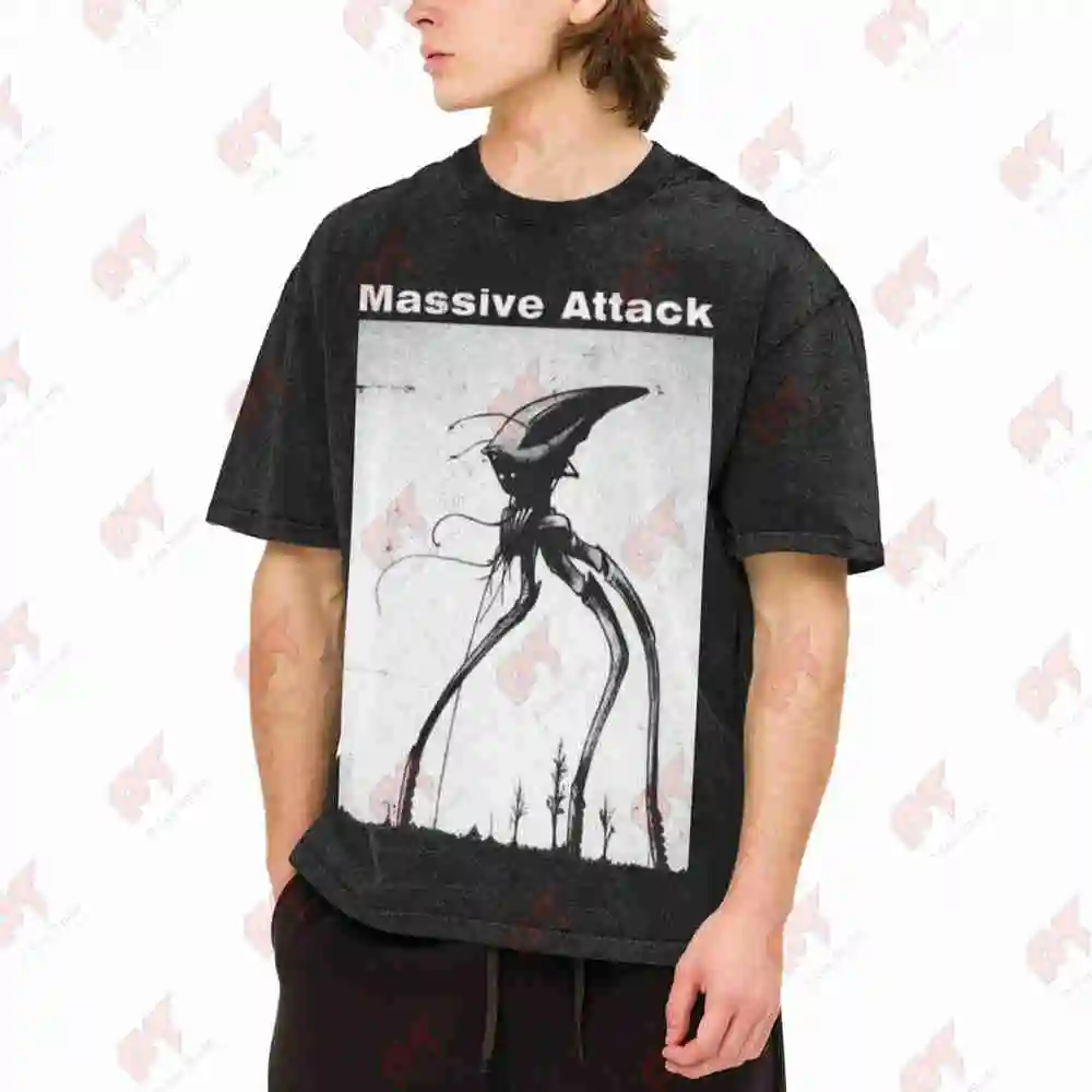 Massive Attack Fanart Vintage Style Vintage Washed Tee Pure Cotton T-Shirt