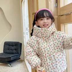 Kids Down Jacket For Girls Winter Parkas Snowsuit Korean Hooded Kids Coat 2-7 Year Children's Clothing 2023