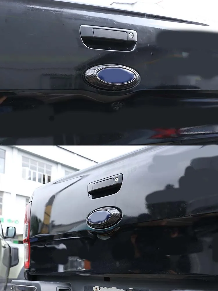 Carbon Faser/Glanz Schwarz Auto Hinten Abzeichen Ring Logo Rahmen Abdeckung Dekoration Trim ABS Für Ford Ranger 2015-2021 auto Zubehör – Detail 7