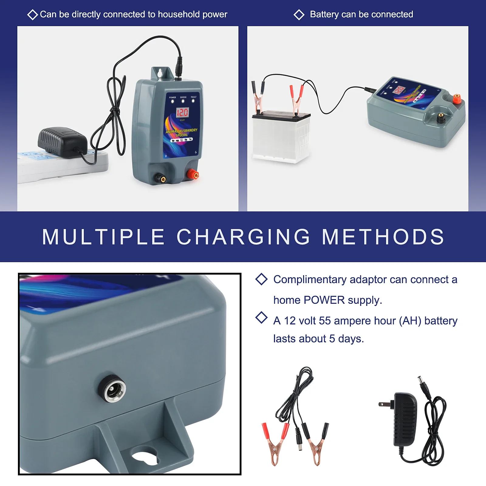 10KM Electric Fence Energizer Solar High Voltage Animal Poultry Farm Shepherd Alert Livestock Waterproof Fence Tool