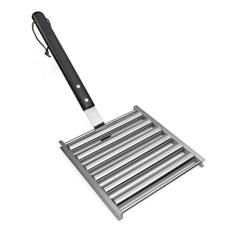 ABXD Stainless Steel Hot Dog Roller For Grill,Portable Sausage Roller Rack Non-Stick Surface, 360° Rotation, Fits BBQ