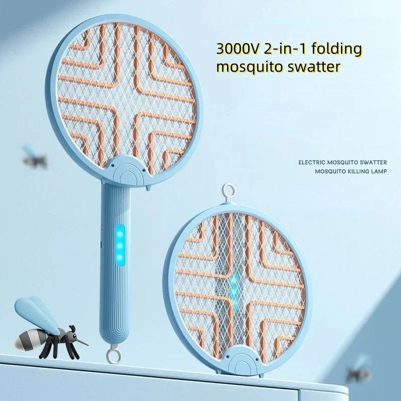 

3 In 1 Foldable Electric Mosquito Killer Lamp Swatter USB Rechargeable 3000V Bug Zapper Shock Fly Trap