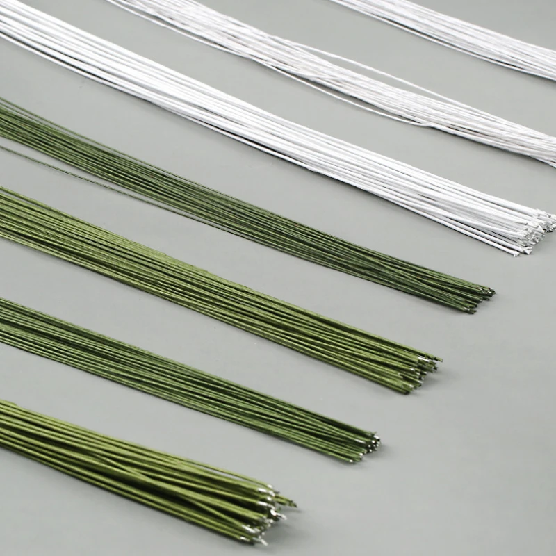 200pc Green/White Fondant Floral Iron Wire DIY Handmade Sugar Flower Stem Clay Modelling Mould for Wedding Cake Decorating Tools