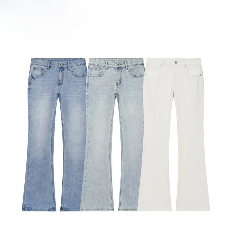 Low Waist Bell Bottom Jeans Women's Fashionable Elegant Style Casual Pants Polyester Fiber Micro Stretch Zipper Closure
