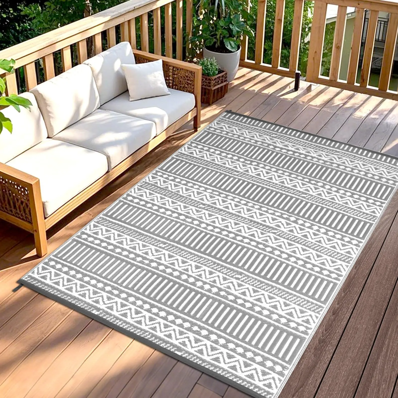 VIKAMA Outdoor Carpet, Anti-Slip Summer Terrace Floor Mat, Camping And Picnic Carpet, Indoor Area Carpet, Home Decoration