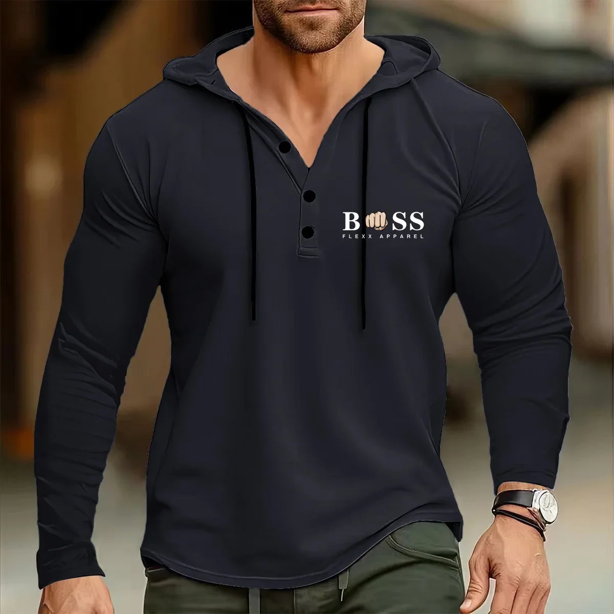 Spring and Autumn Season Solid Color Slim Fit Long Sleeves, Men's Hooded Breathable Sports Top, Thin Casual Long Sleeved Shirt