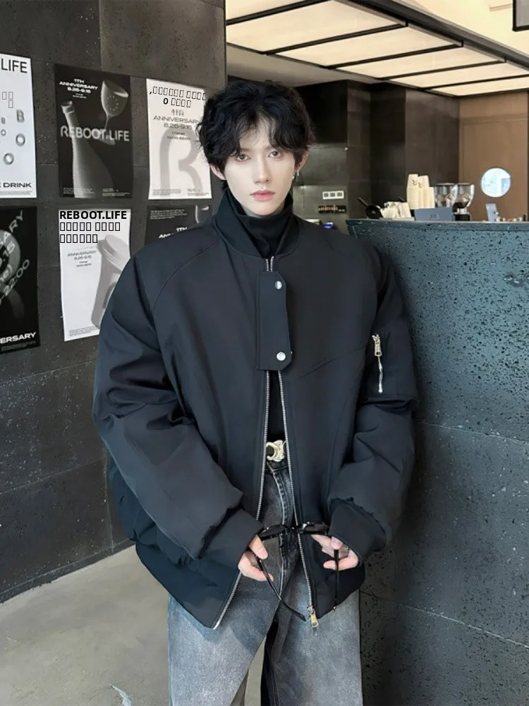 

Утепленная хлопковая куртка-бомбер мужская зимняя теплая с длинными рукавами на молнии, повседневная верхняя одежда для подростков