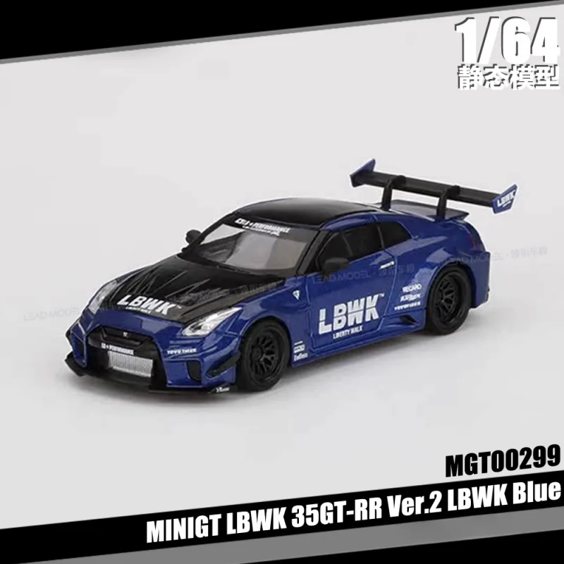 1:64 GT-R R35 35GT-RR Ver.2 LBWK blue, alloy die-cast miniature static car fashion play model, adult collection display.