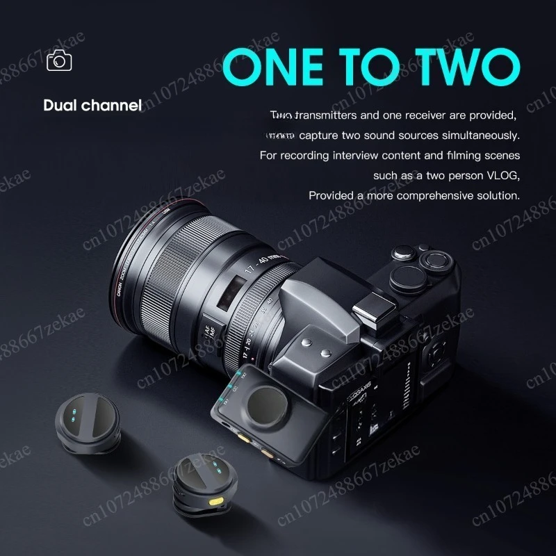 Portable one-to-two wireless collar microphone, the whole system adapts to intelligent noise reduction