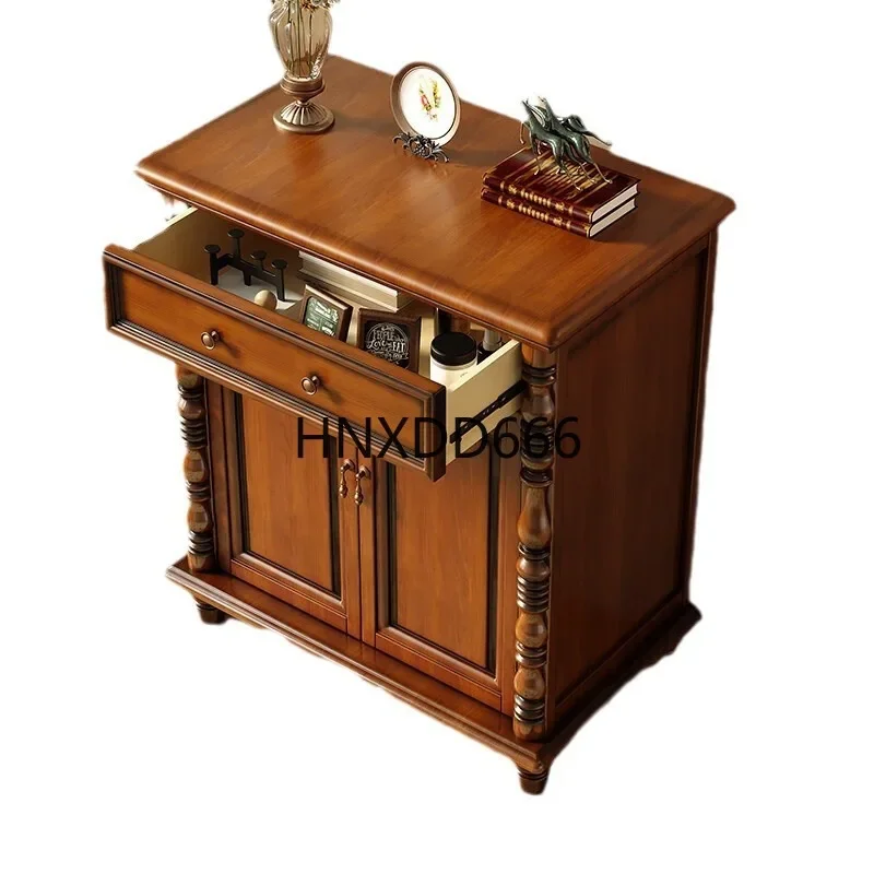 American retro solid wood shoe cabinet, living room home storage, home entrance, European-style corridor external storage cabine