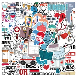 50pcs Cartoon Doctor Nurse Stickers Graffiti impermeabili per bagagli Laptop chitarra telefono bottiglia d'acqua decalcomanie regalo per bambini