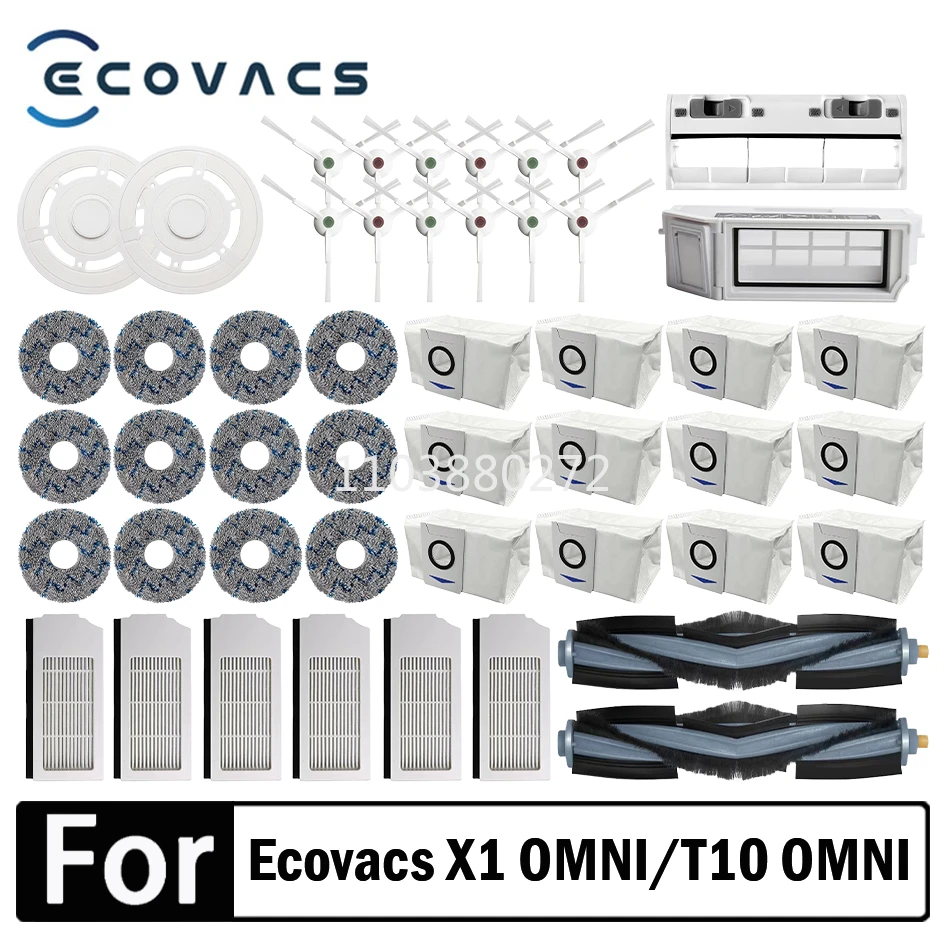 Accesorios para Robot aspirador Ecovacs Deebot X1 OMNI / T10 OMNI, bolsa de polvo, filhetro, cepillo princial, mopa,