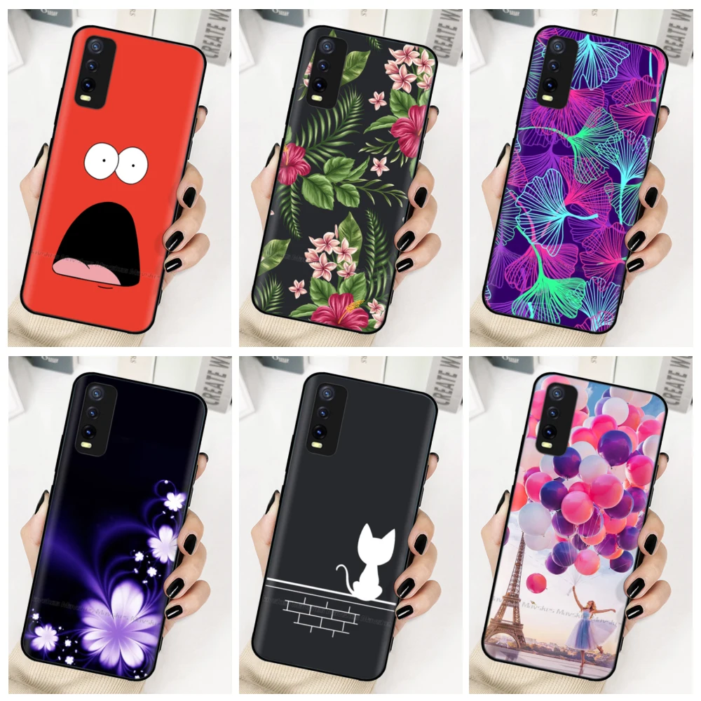 For VIVO Y20i Y20 Y20S Case 6.51'' Cute Floral Shockproof Silicone Phone Case for VIVO Y20 V2029 Y20i V2027 Soft Back Cover Capa