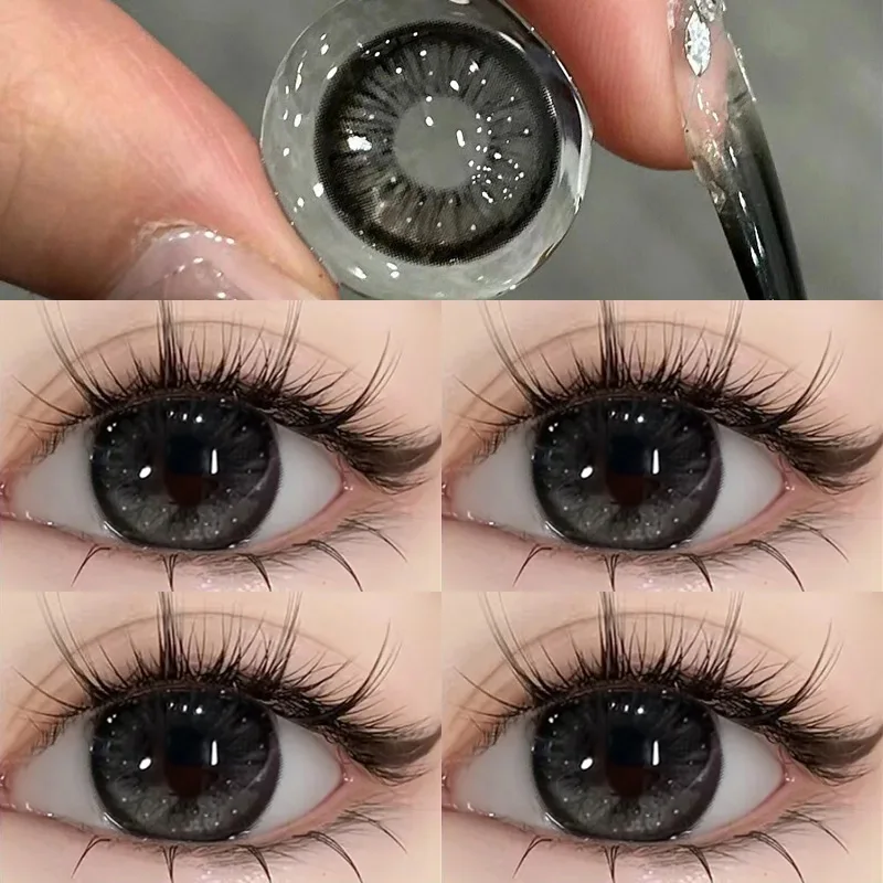 Lentilles de Contact Naturelles pour les Yeux, 1 Paire, Ambre, Gris, Cosmétique, Verres Souples, Accessoire de miles, à la Mode, pour Pupille