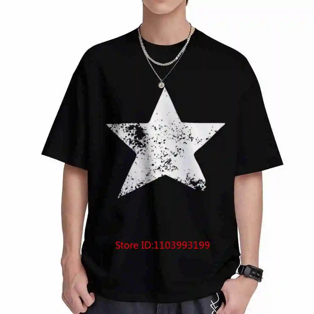 White Five Pointed Star Short Sleeve Tee 100% Cotton T-Shirt