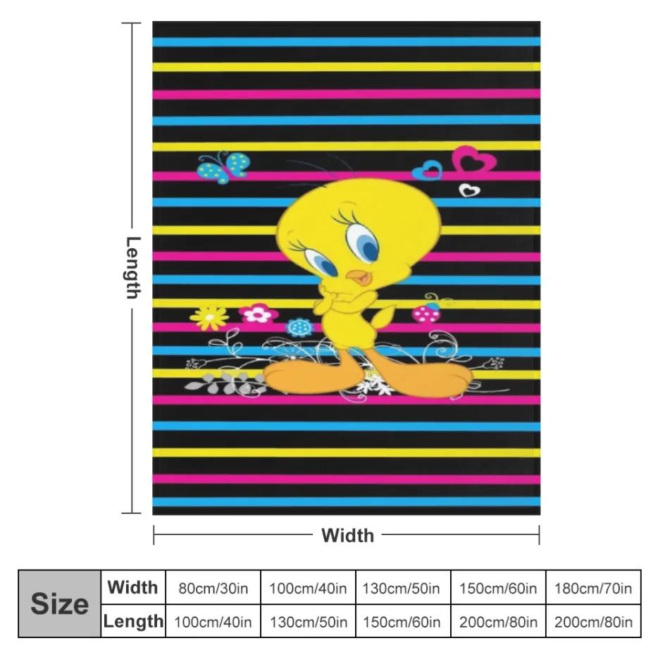 Cartoon Tweety Bird Piolin Throw Blanket Fuzzy Warm Throws for Winter Bedding3D Printing Soft Micro Fleece Blanket