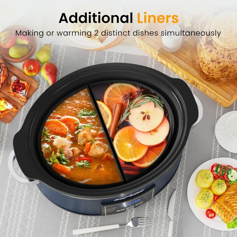 Программируемая мультиварка на 6 литров с силиконовыми вкладышами 2 в 1 для домашней кухни, подогреватель еды для мультиварки с цифровым таймером