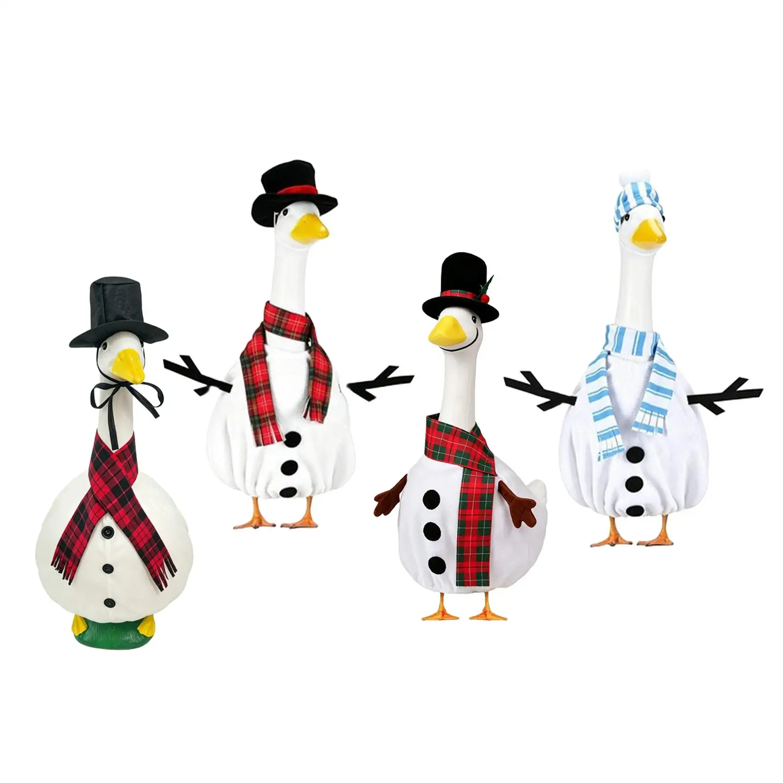 Porch Goose Outfits Christmas 3 Piece Cute Snowman Costume with Scarf Porch Concrete Goose Clothing for 23 Inch Statue Outdoor