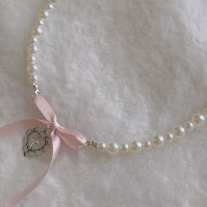 보우 러브 크로스 모방 진주 펜던트 목걸이 프랑스 낭만적 인 달콤한 로리타 쇄골 체인하라 주쿠 Y2K 보석 선물 8 최고의 판매 rococo 액세서리 -80