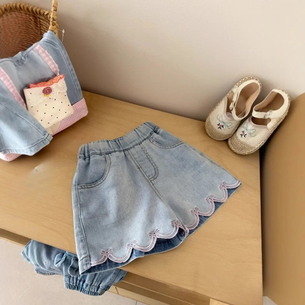

Children Denim Shorts 2025 Summer New Baby Cute Girls Loose Pants Korean Children Casual Denim Shorts