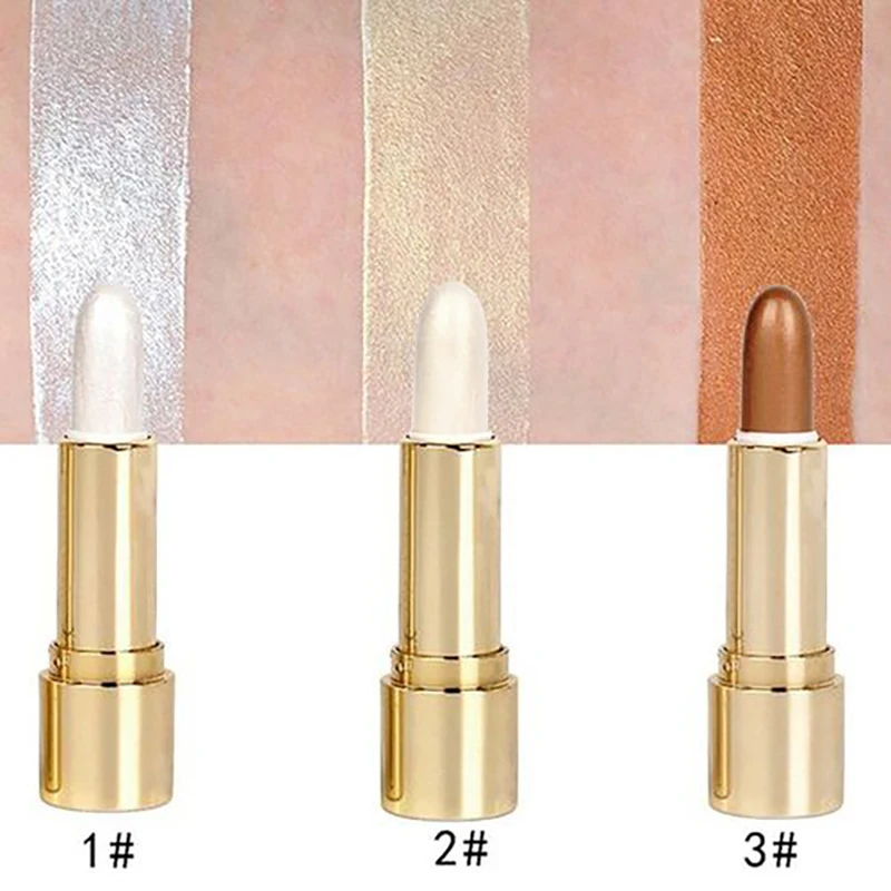 3 colori 3D viso illuminare evidenziatore bar cosmetico contorno viso bronzer luccicante evidenziatore stick correttore crema strumento di trucco