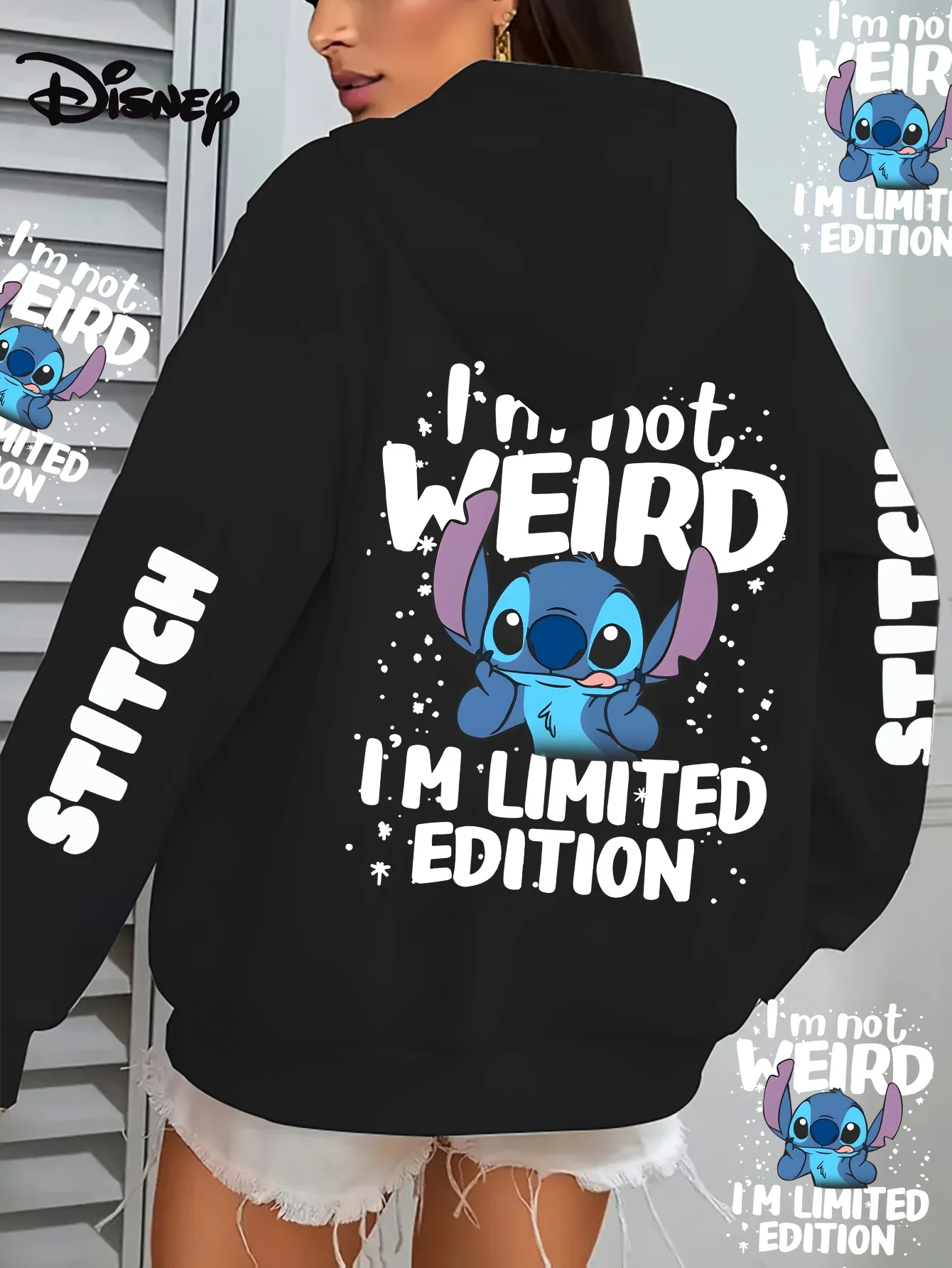 

Худи Disney Fall/Winter Lilo & Stitch «Limited Edition» с принтом в стиле «Attitude», 100% хлопок, для мужчин и женщин, повседневная теплая кофта