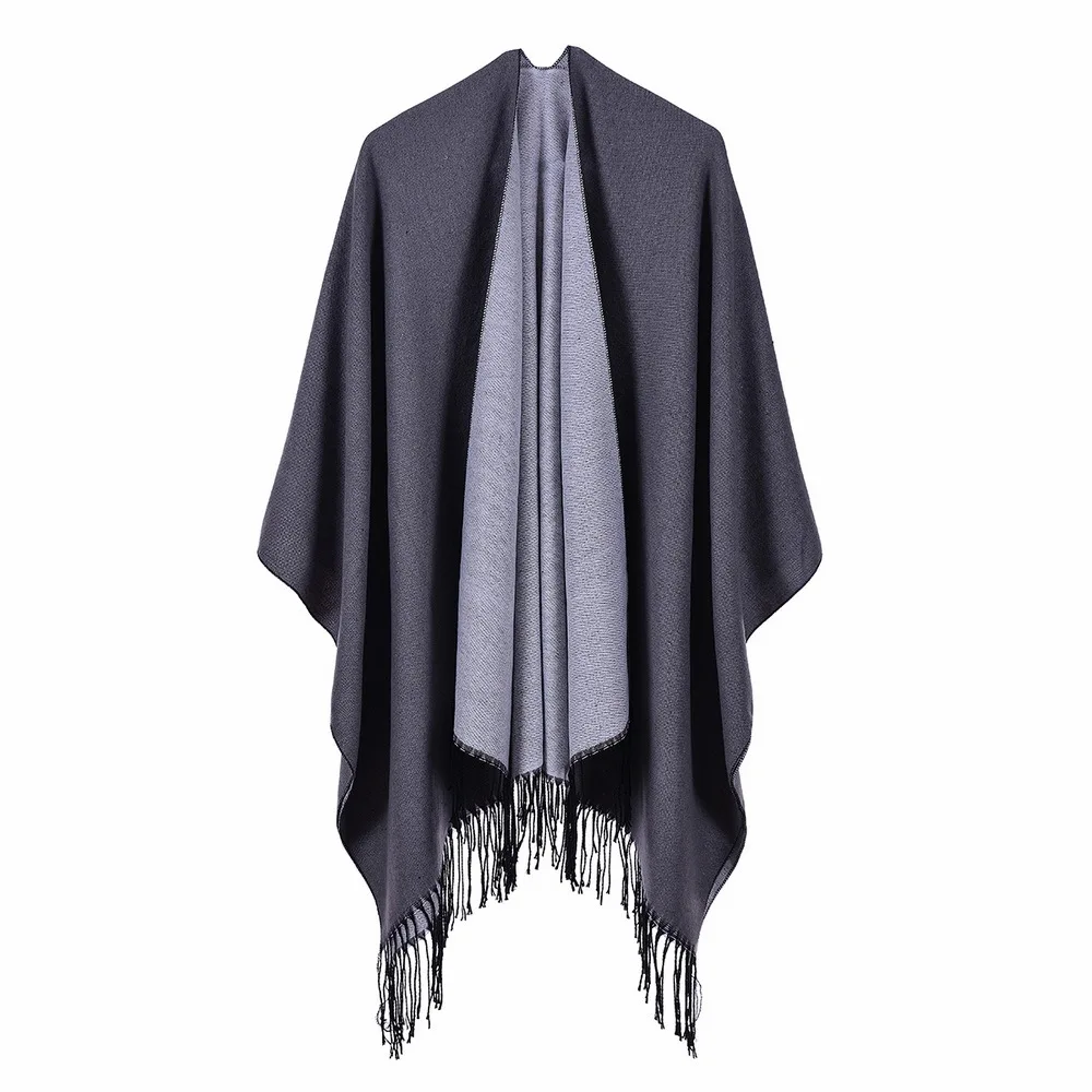 Autumn Winter European American Street Women Scarf Versatile Warm Tassel Air conditioning room Shawl Lady Cloak Ponchos Capes 0