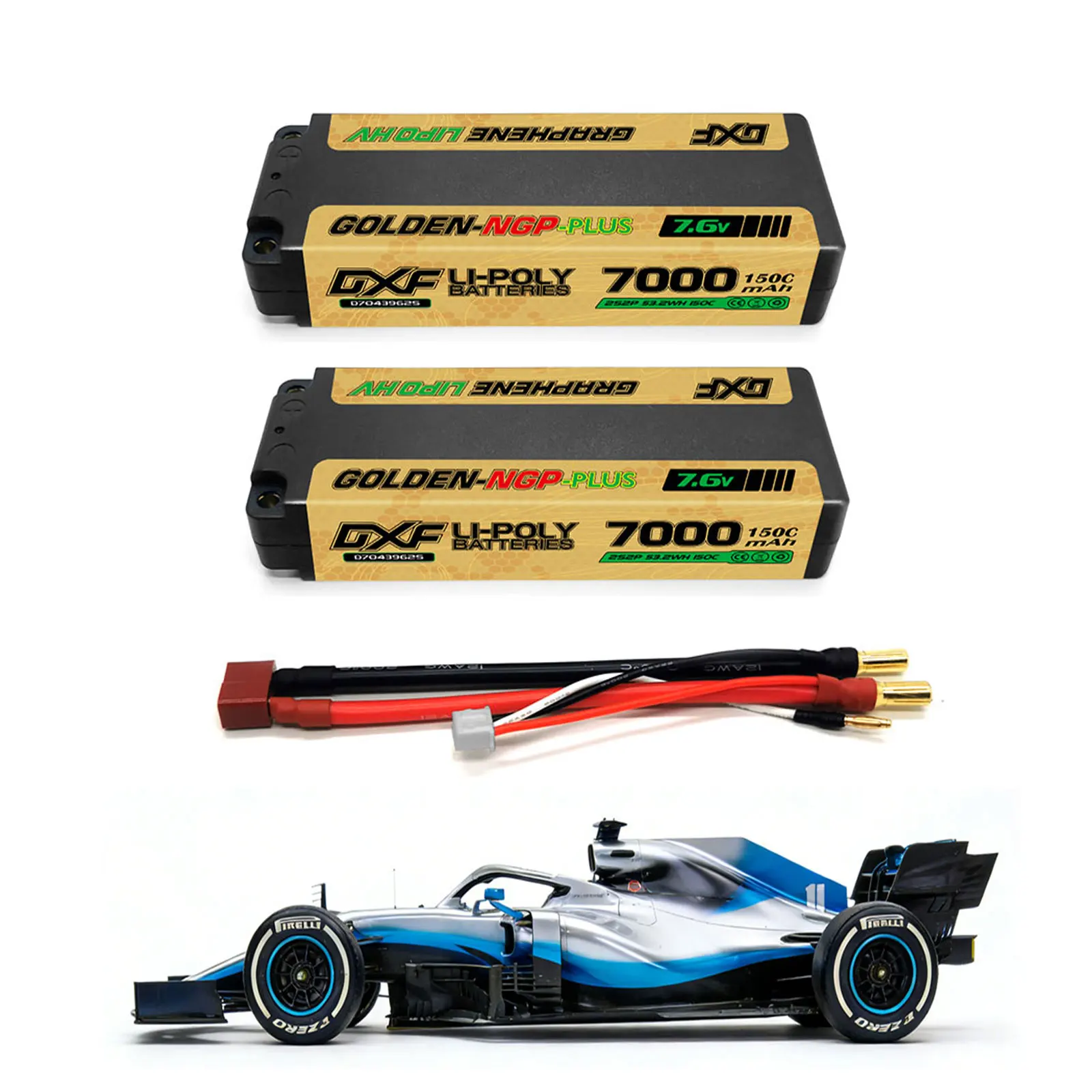 DXF Middle NGP 2S Lipo Akku 7,6V 150C 7000mAh mit 5MM Stecker Hardcase-Akku für RC Auto Boot LKW Flugzeug UAV RACING