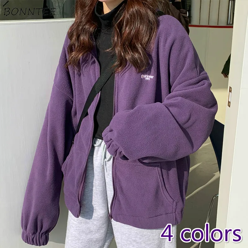 Autumn Jackets Women Chic Letter Pocket Turn-down Collar Y2k Purple Korean Harajuku BF Daily Girl Streetwear Long Sleeve Clothes