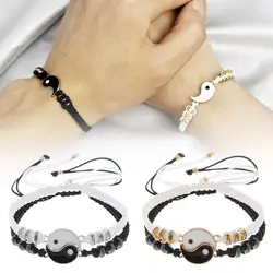 Tai Chi Yin Yang Couple Bracelet for Lover Handmade Woven Baided Rope Adjustable Bracelets Bff Friendship Bangles Jewelry Gift