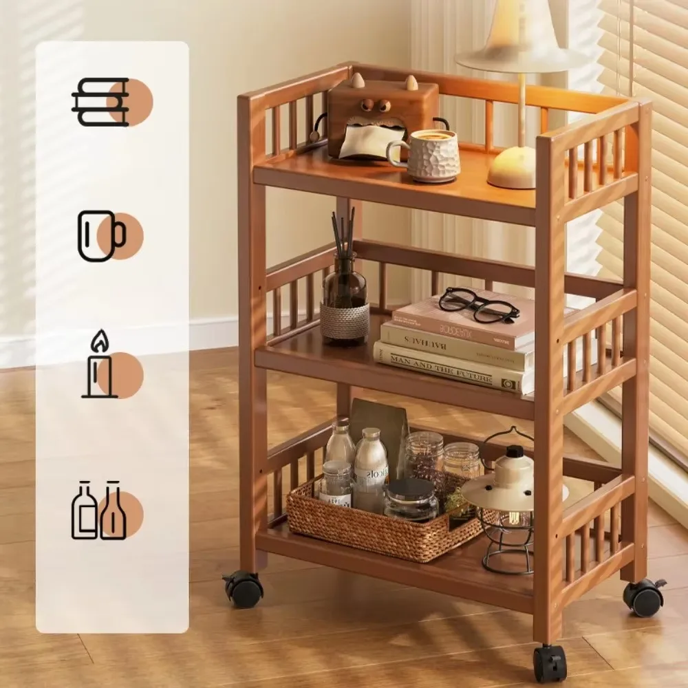Removable Storage Rack Kitchen Vegetable Racks Portable Furniture Handcart Snack Organizer Cabinet Hot Pot Multifunctional Shelf