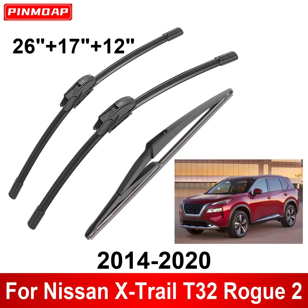 3PCS Car Wiper For Nissan X-Trail T32 Rogue 2 2014-2020 Front Rear Wiper Blades Brushes Auto Accessories 2017 2018 2019 2020