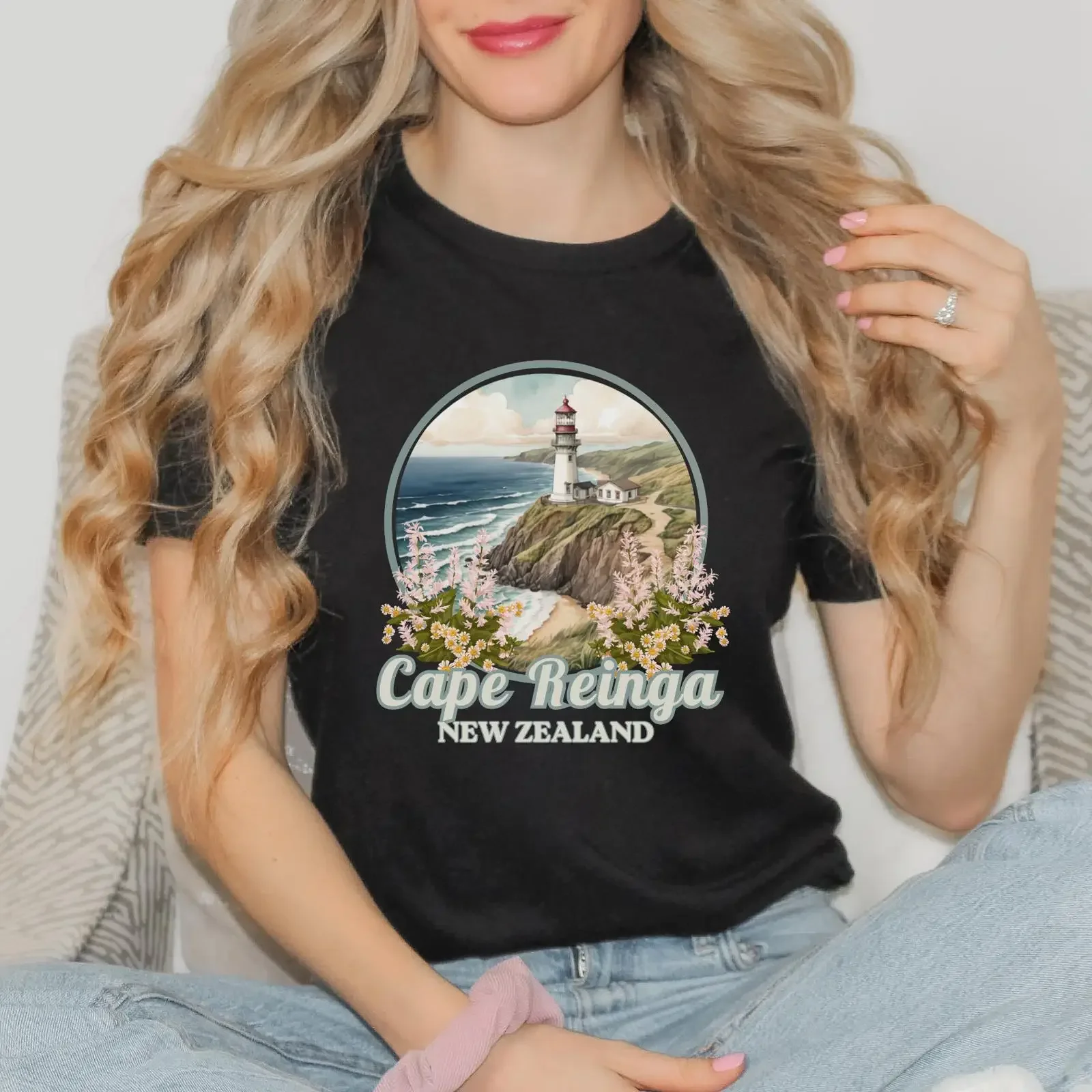 Cape Reinga New Zealand T Shirt NZ Travel Coastal Lighthouse Kiwi Souvenir Far North Vacation Top vintage Washed Comfortable