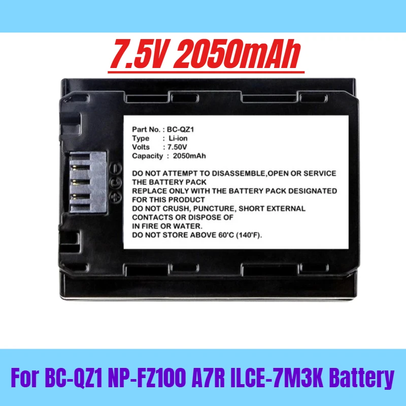 

7.5V 2050mAh for BC-QZ1 NP-FZ100 A7R ILCE-7M3K Battery