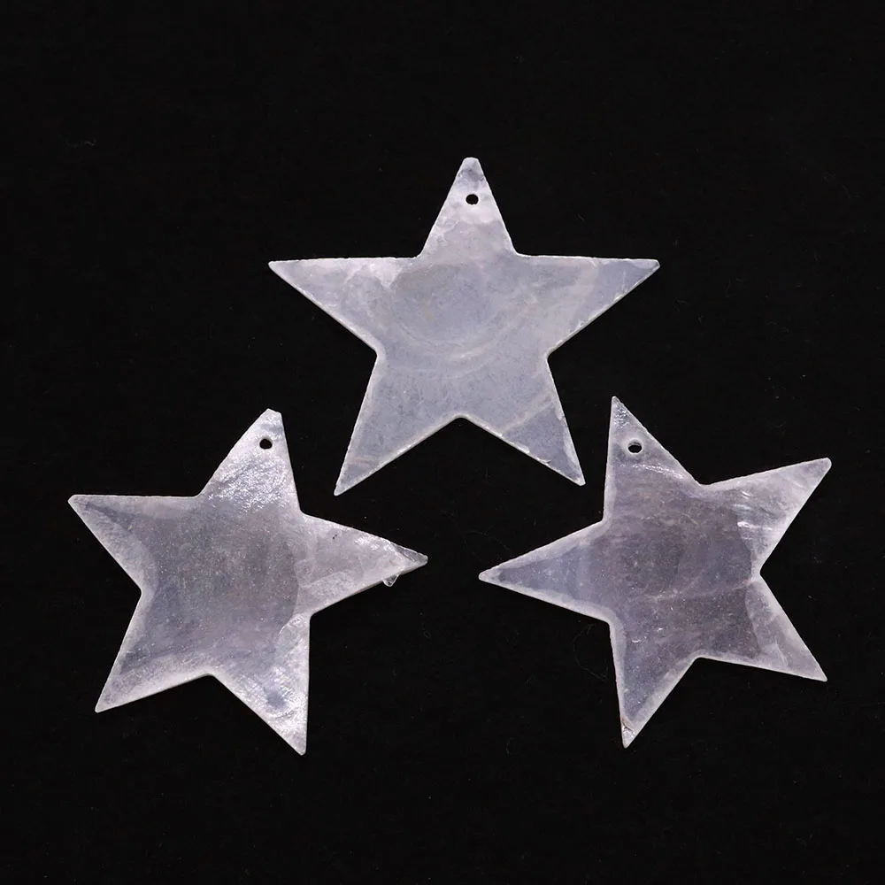 Natural Mirror Shell Pentagram Pendants White Semi-transparent Stars Charms for Jewelry Making DIY Earrings Necklace Accessories