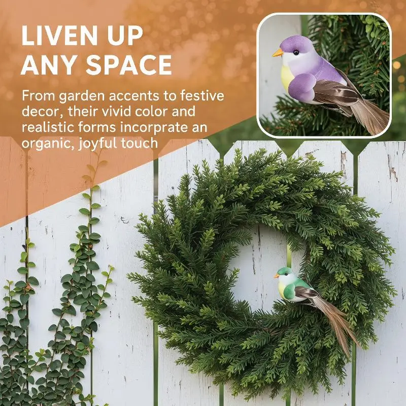 Feather Simulation Artificial Birds 6Pcs Soft Foam Animal Ornaments for DIY Garden Birthday Party Decor