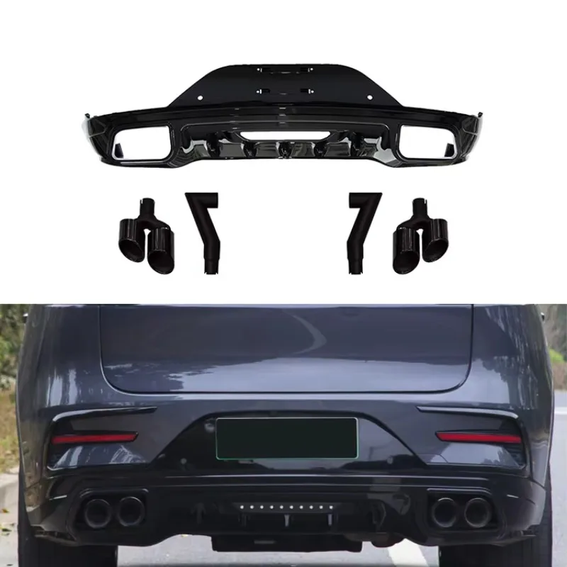 

Car Rear Bumper Diffuser Splitter Lip Spoiler Deflector Lips With Car Exhaust Pipes Tail Throat for BYD Tang DM DMI 2021-2023