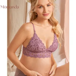 MOMANDA Sexy Maternity Nursing Bralette Wire Free Lightly Lined Women's Lace Bra Pregency Lingerie Lactation Breastfeeding